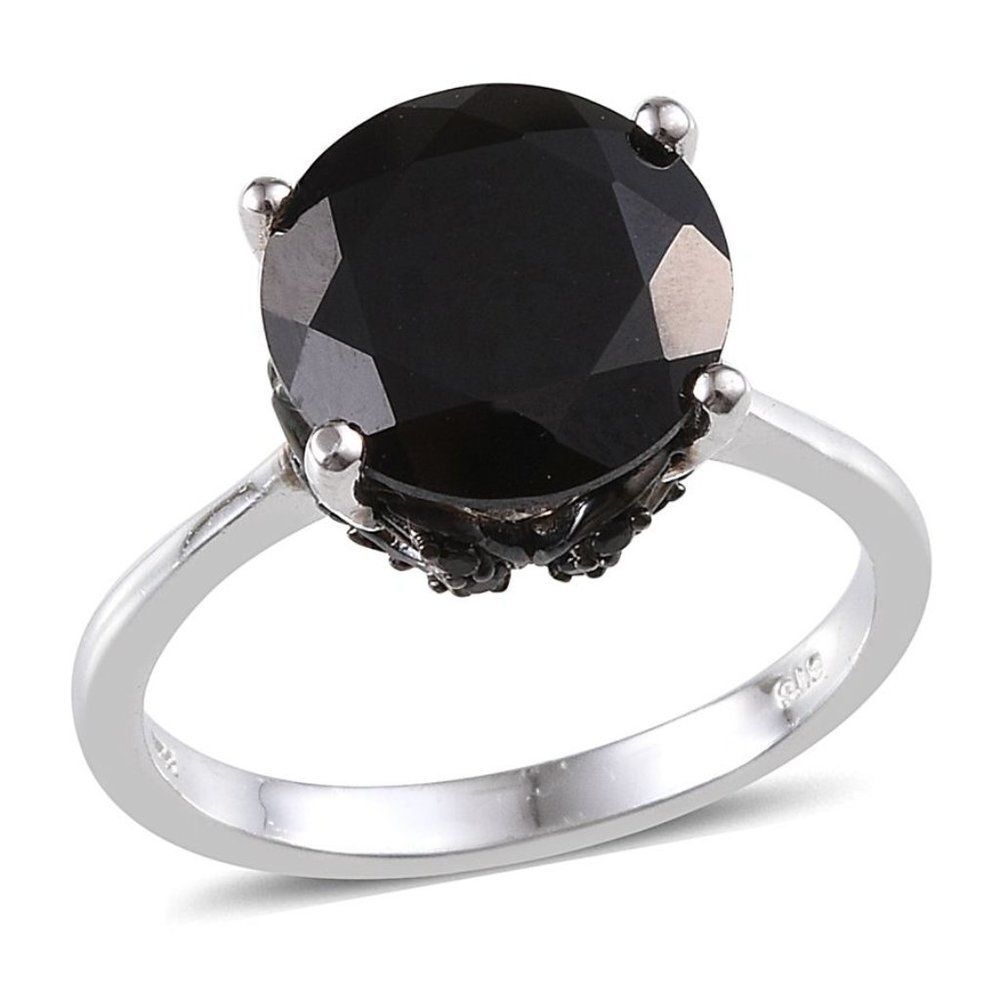 Thai Black Spinel Sterling Silver Ring Size 7